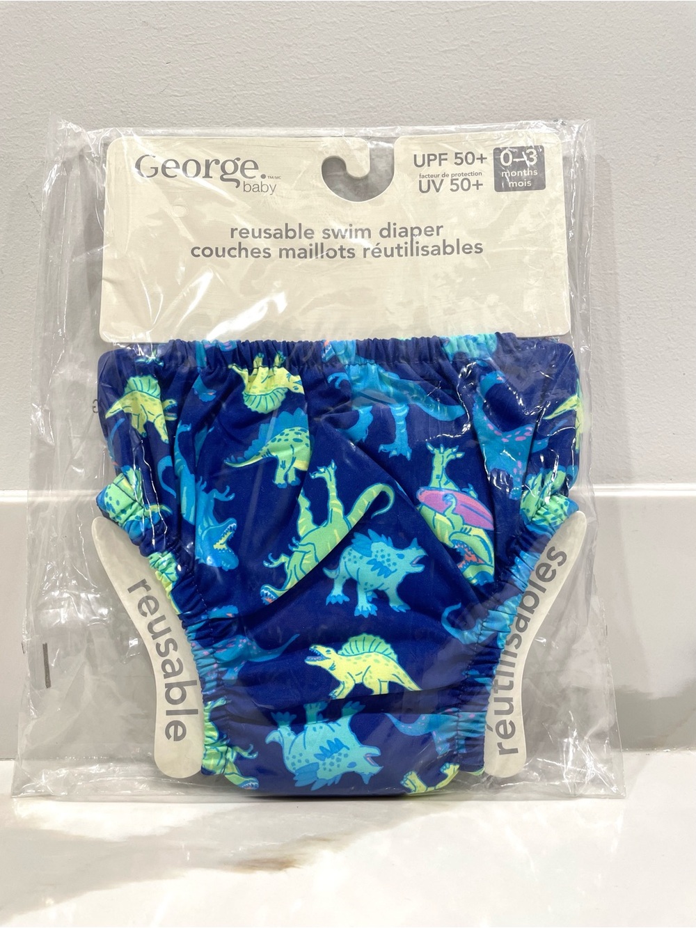 🔵3/$25 NEW George Dinosaur Reusable Swim Diaper (size 0-3M)